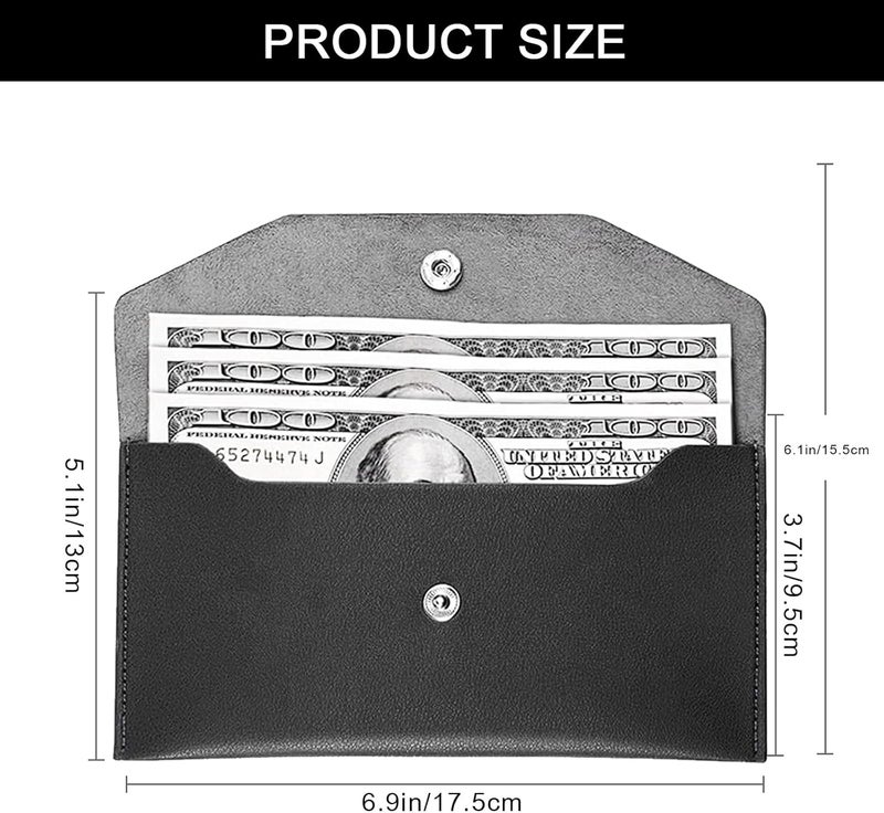 Nolcha Pu Leather Cash Envelope Wallet - Reusable Cash Stuffing Wallet for Men and Women -Black - Image 2